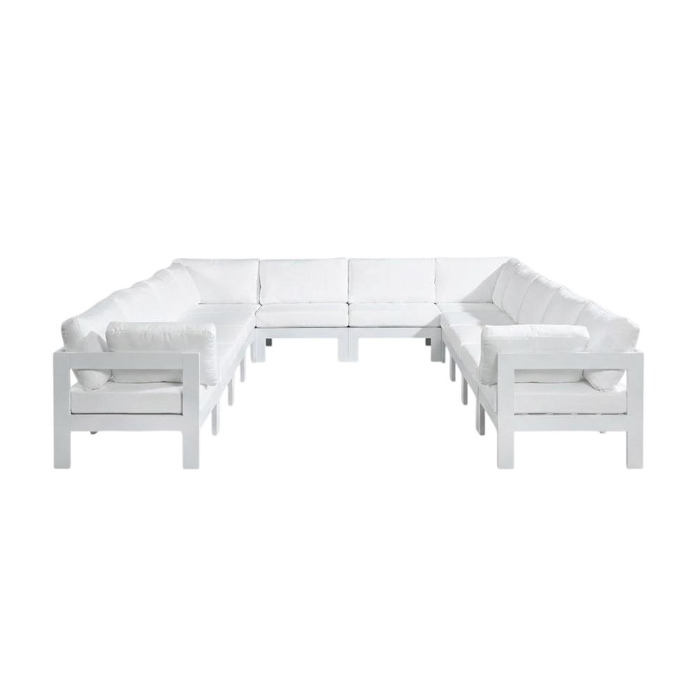 White Fabric Outdoor Patio Modular Sectional For Contemporary Style. Picture 4