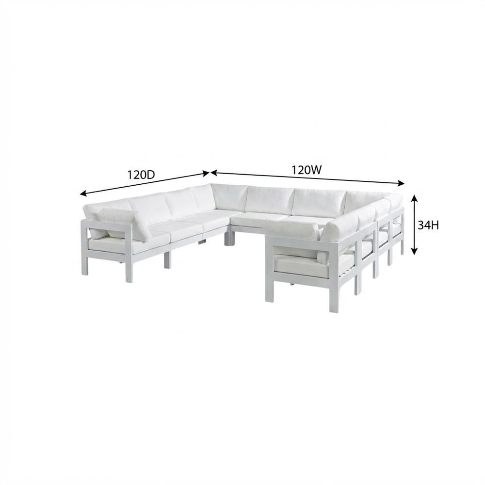 White Fabric Outdoor Patio Sectional, Contemporary Style, Comfortable Backrest. Picture 7