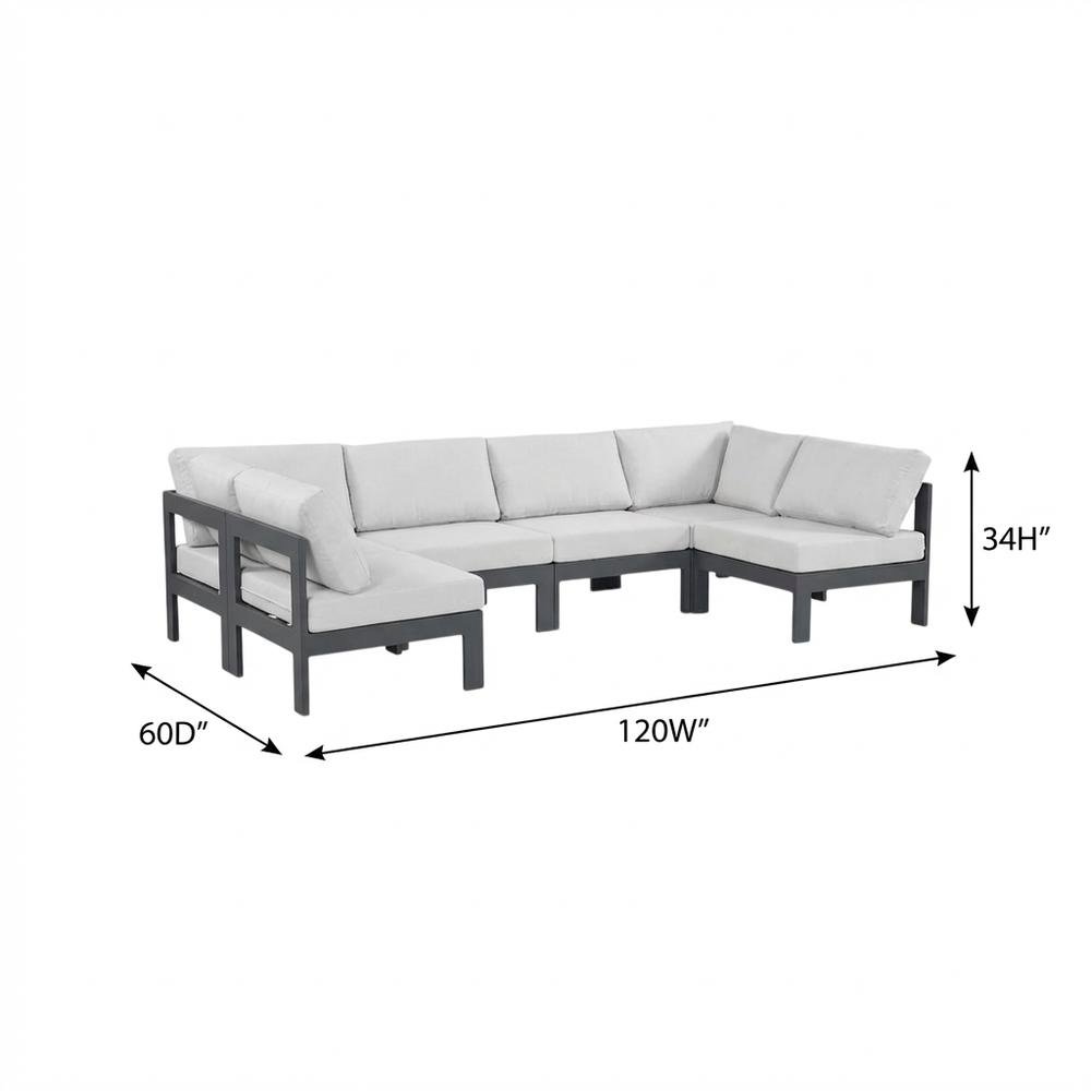 White Fabric Outdoor Patio Sectional With Contemporary Style And Cushioned Seats. Picture 7