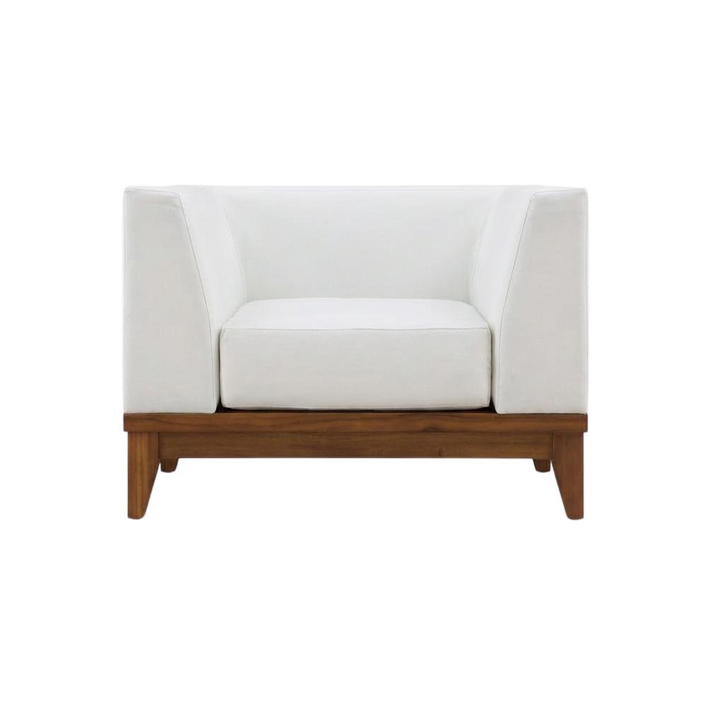 Contemporary White Fabric Outdoor Corner Chair With Finish. Picture 4
