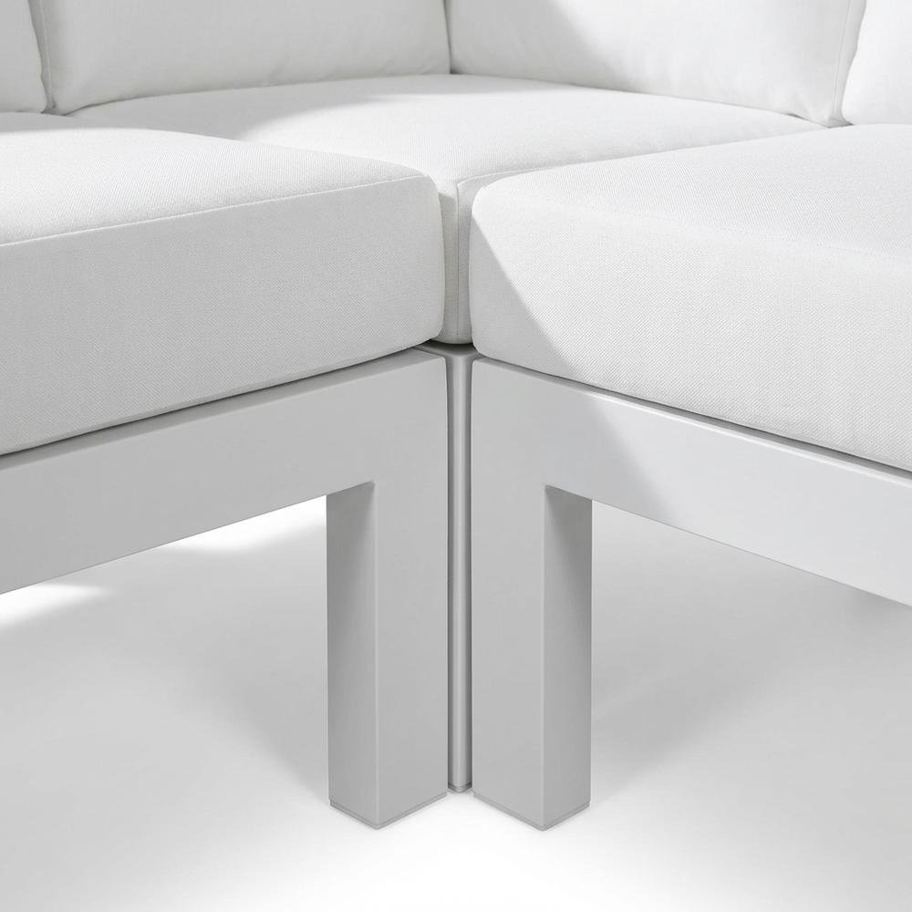White Fabric Outdoor Patio Modular Sectional With Contemporary Style. Picture 6