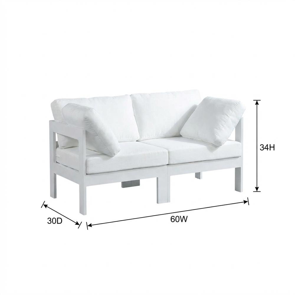 White Fabric Outdoor Patio Modular Sofa, Contemporary Style, Cushioned Seating. Picture 7