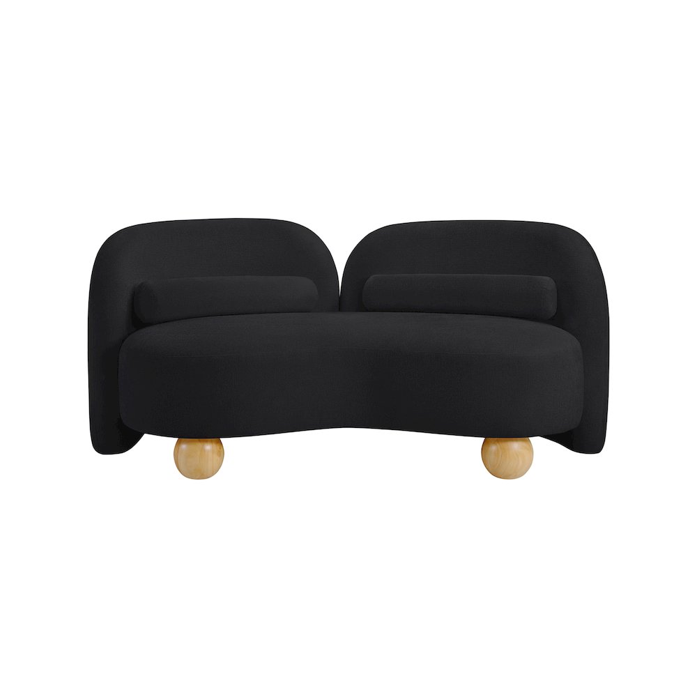 Daphne Black Chenille Fabric Loveseat. Picture 4