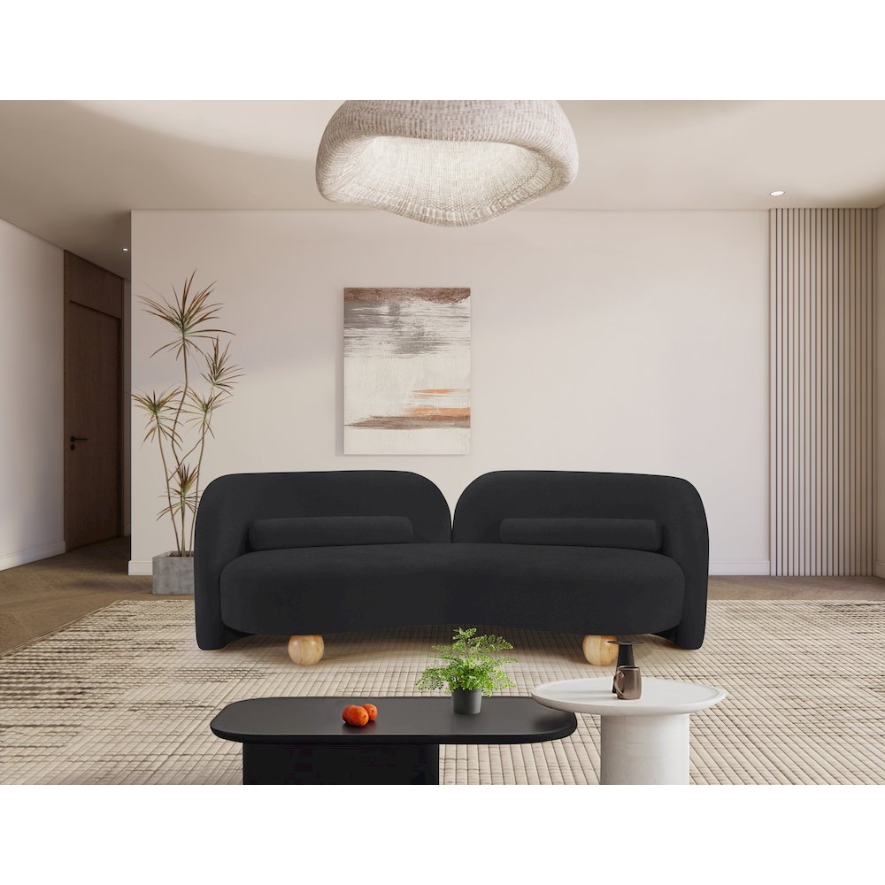 Daphne Black Chenille Fabric Sofa. Picture 2