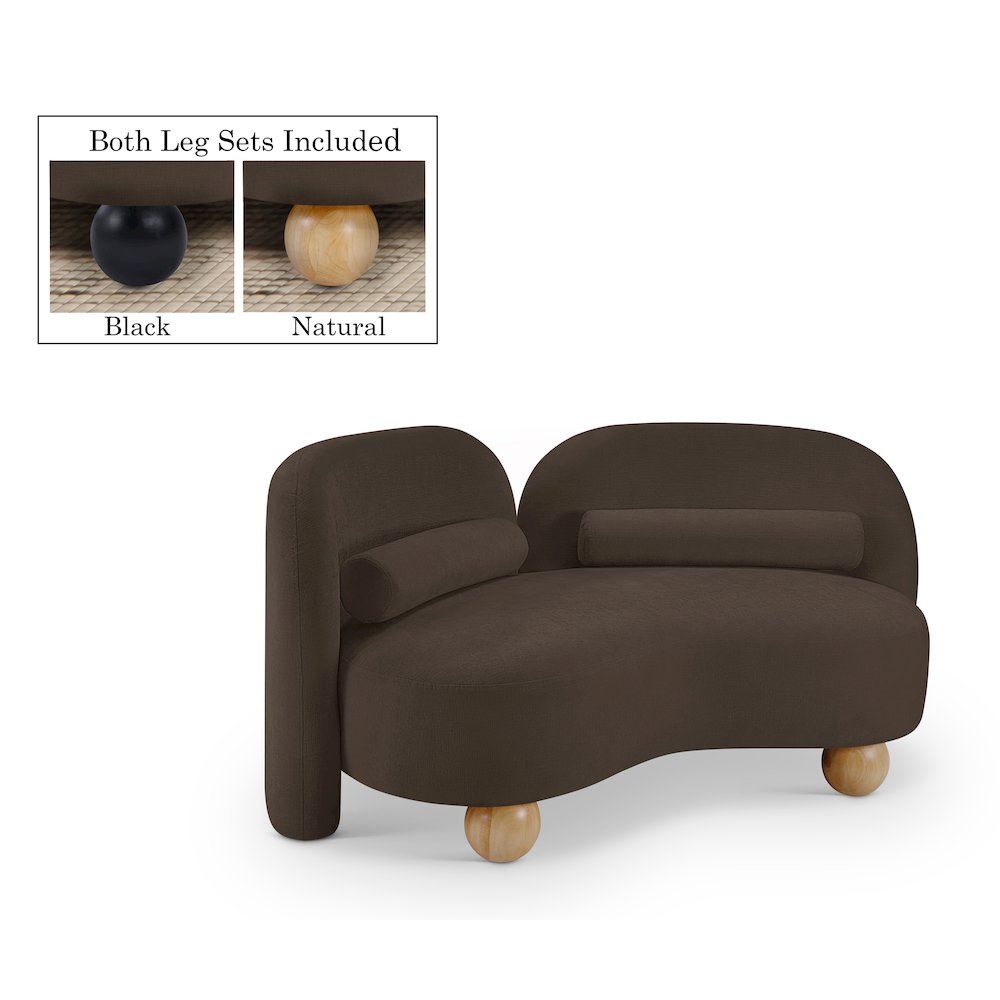 Daphne Brown Chenille Fabric Loveseat. Picture 1