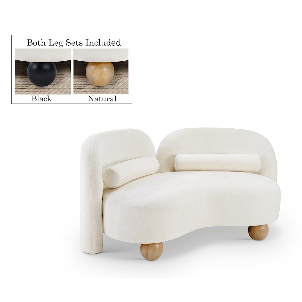 Daphne Cream Chenille Fabric Loveseat. Picture 1