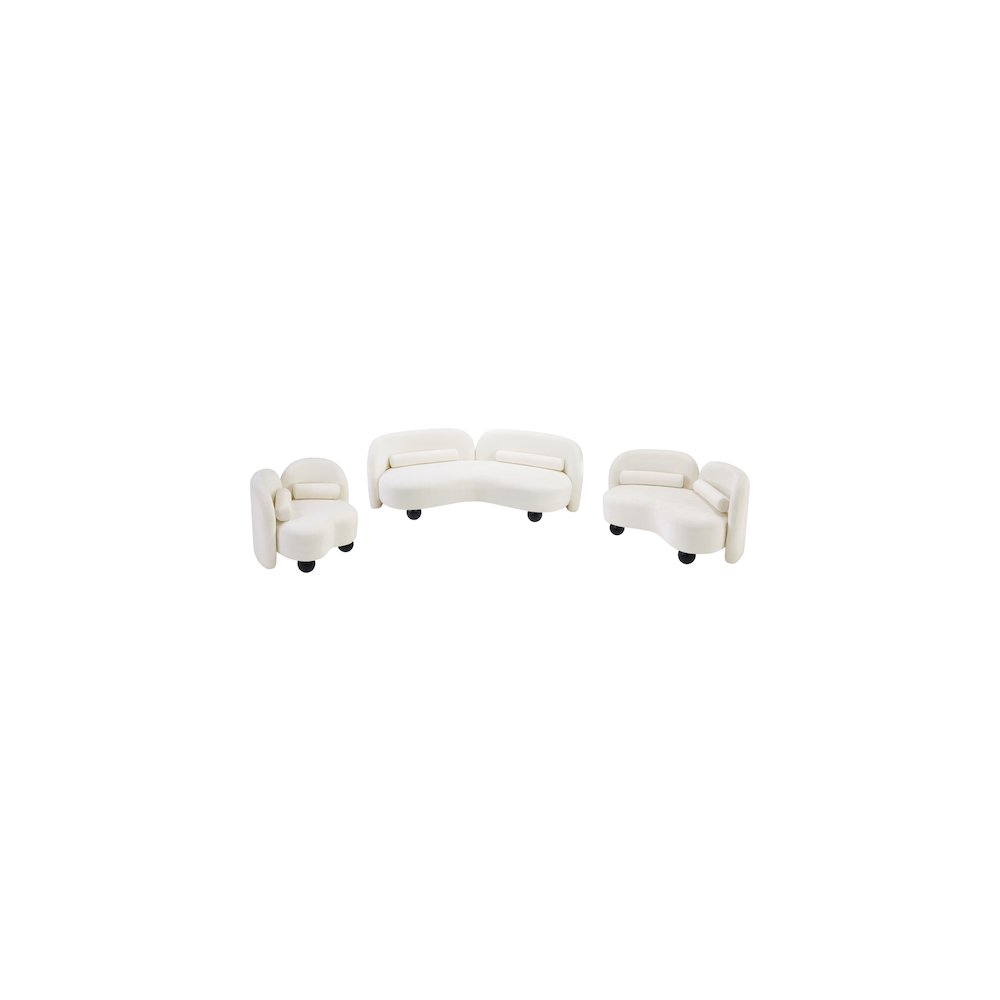 Daphne Cream Chenille Fabric Loveseat. Picture 12
