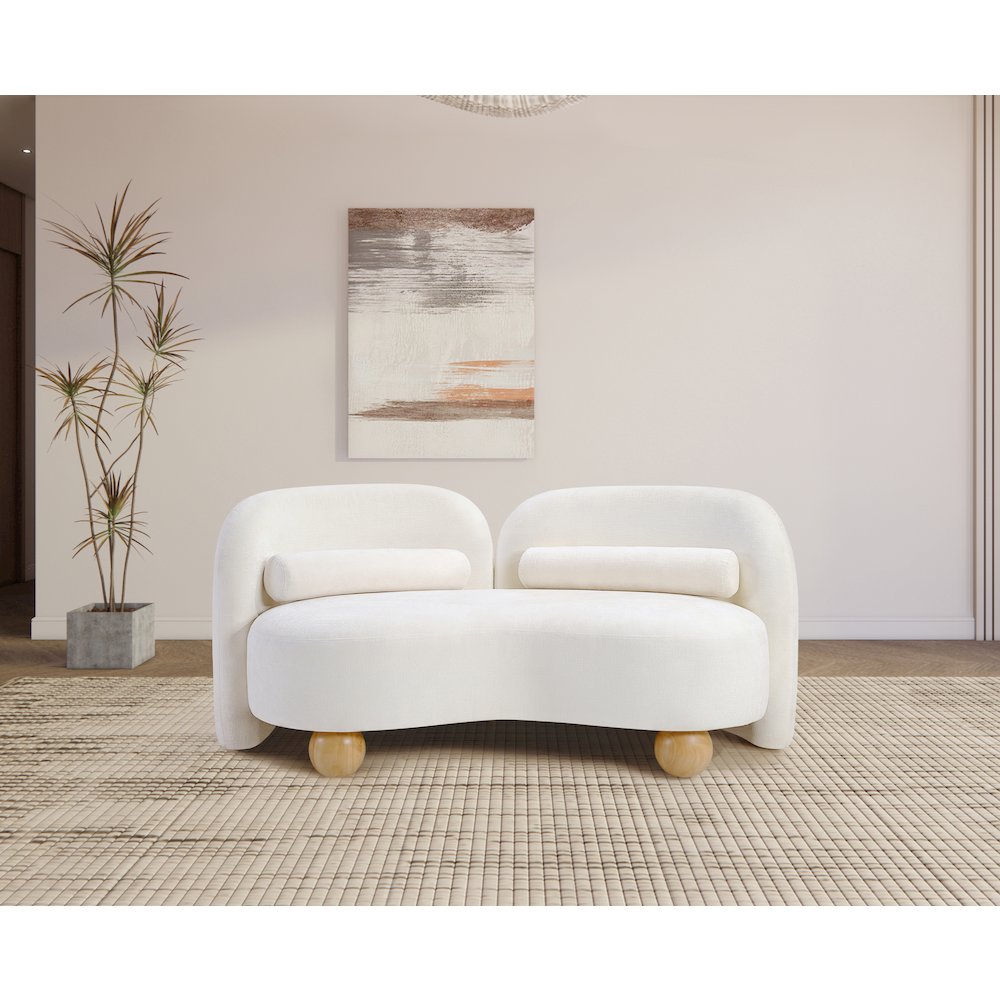 Daphne Cream Chenille Fabric Loveseat. Picture 2