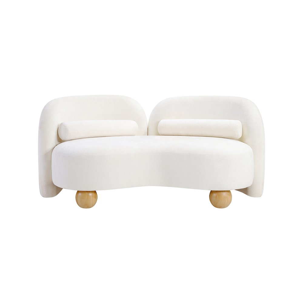 Daphne Cream Chenille Fabric Loveseat. Picture 4