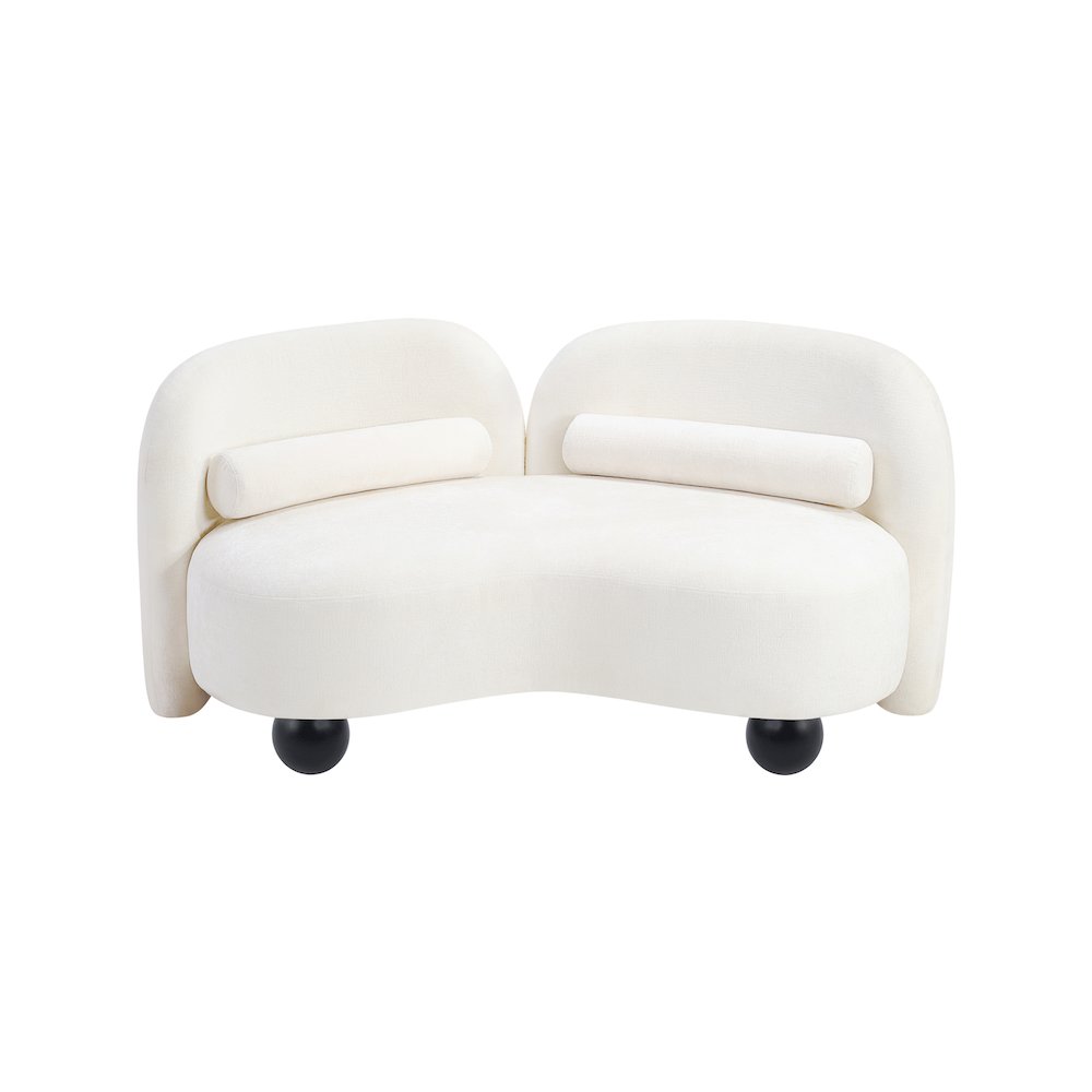 Daphne Cream Chenille Fabric Loveseat. Picture 8