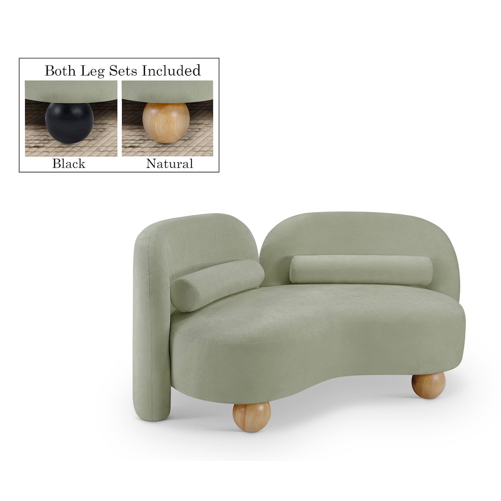 Daphne Mint Chenille Fabric Loveseat. Picture 1