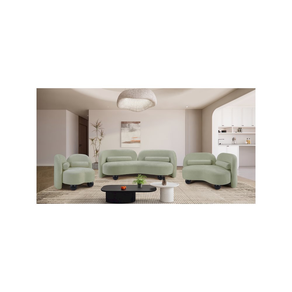 Daphne Mint Chenille Fabric Loveseat. Picture 15