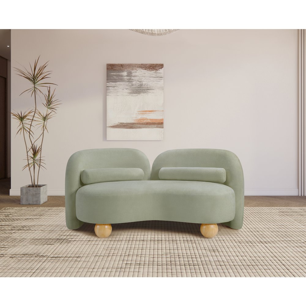 Daphne Mint Chenille Fabric Loveseat. Picture 2