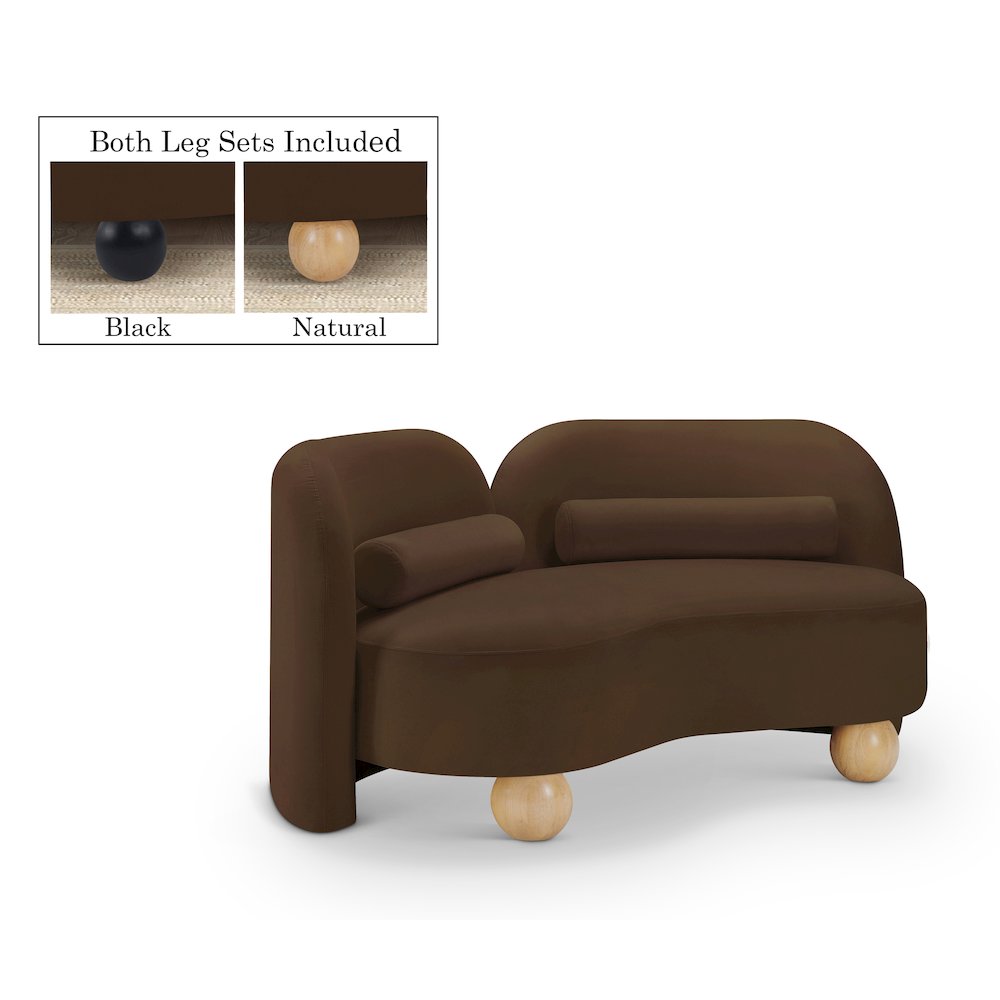 Daphne Brown Velvet Loveseat. Picture 1
