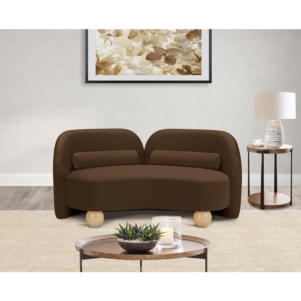 Daphne Brown Velvet Loveseat. Picture 2