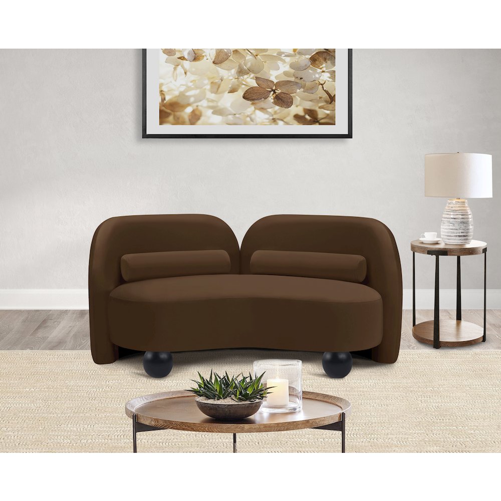 Daphne Brown Velvet Loveseat. Picture 3