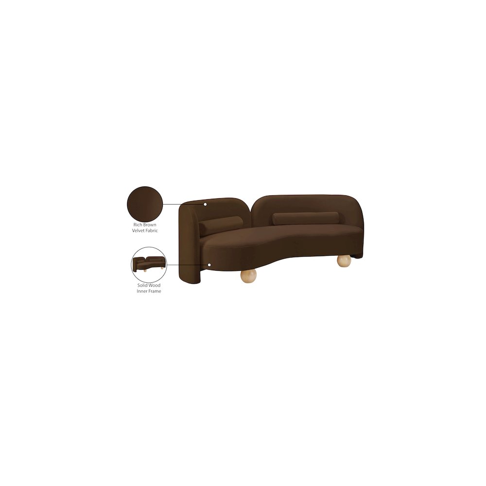 Daphne Brown Velvet Sofa. Picture 17
