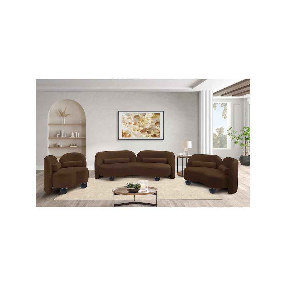 Daphne Brown Velvet Sofa. Picture 15