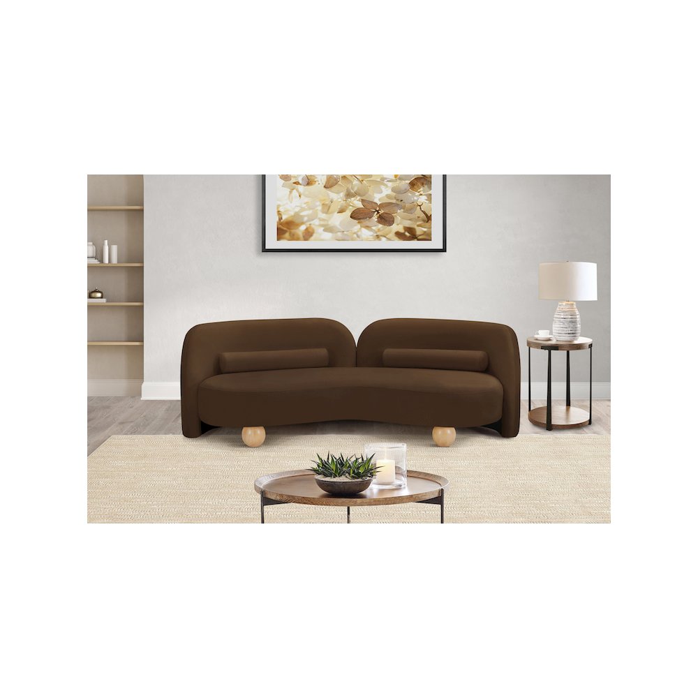 Daphne Brown Velvet Sofa. Picture 2