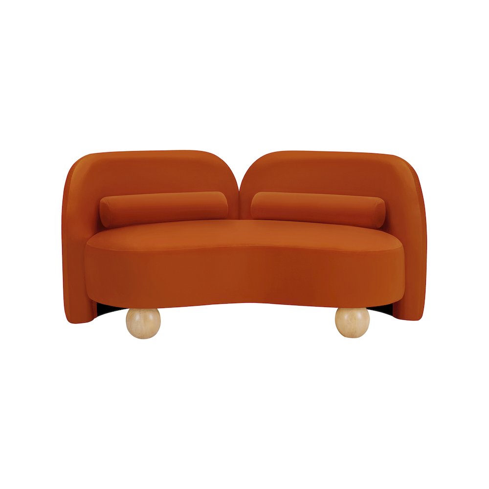 Daphne Cognac Velvet Loveseat. Picture 4