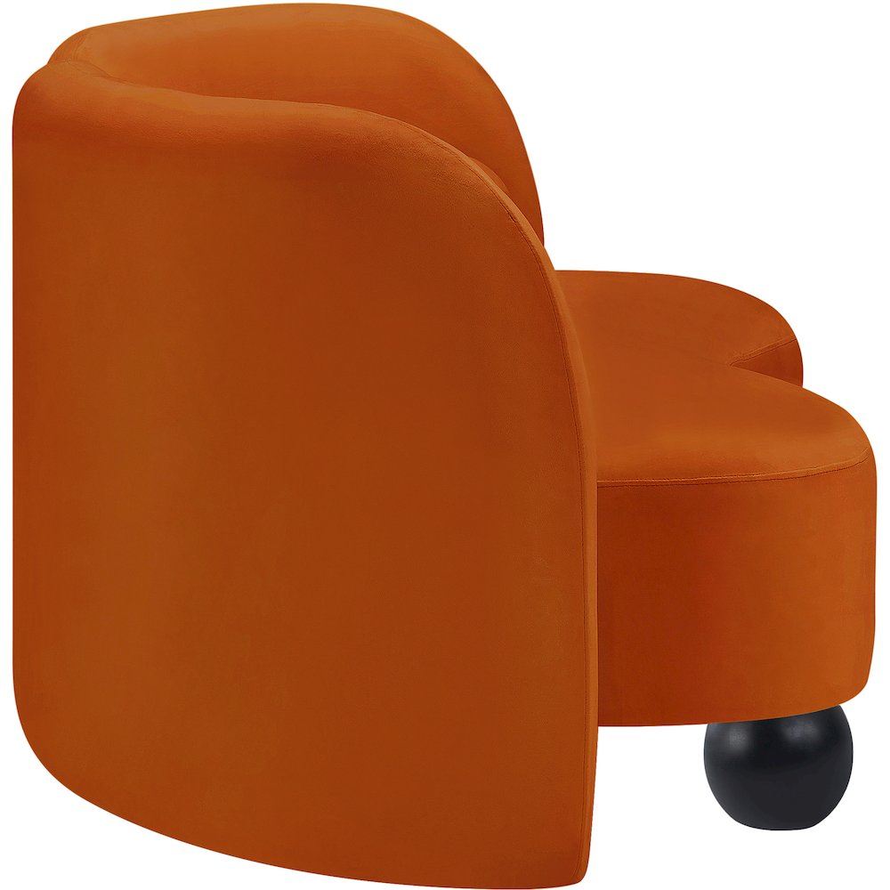 Daphne Cognac Velvet Loveseat. Picture 5