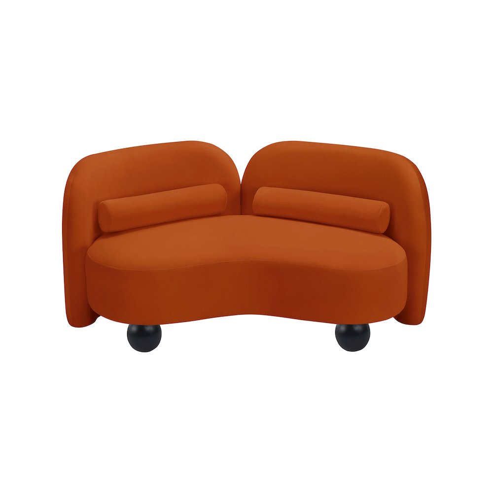 Daphne Cognac Velvet Loveseat. Picture 8
