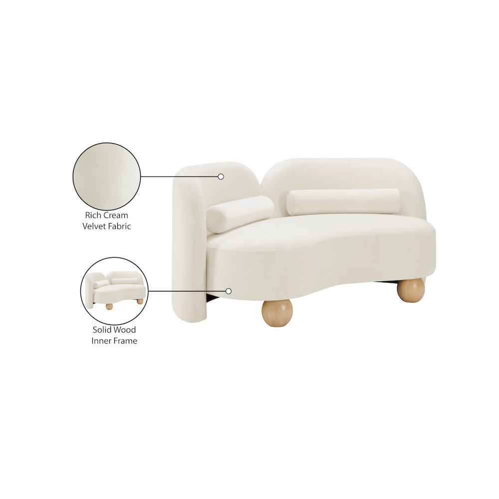 Daphne Cream Velvet Loveseat. Picture 17
