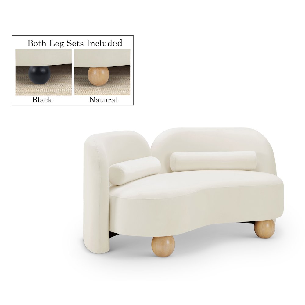 Daphne Cream Velvet Loveseat. Picture 1