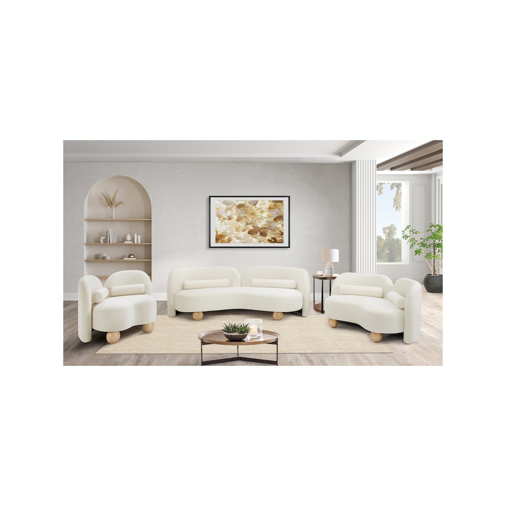 Daphne Cream Velvet Loveseat. Picture 14