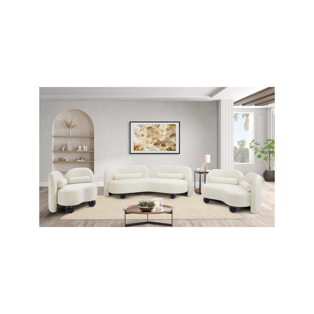 Daphne Cream Velvet Loveseat. Picture 15