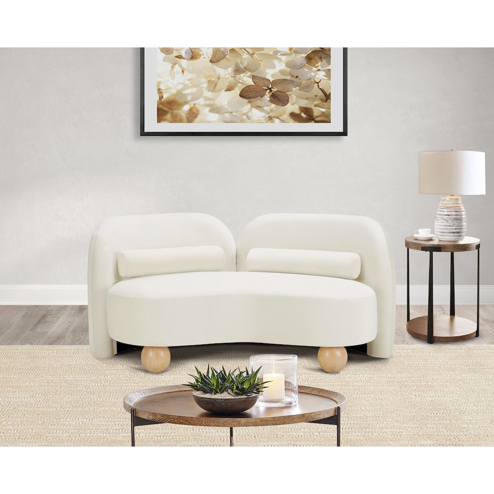 Daphne Cream Velvet Loveseat. Picture 2
