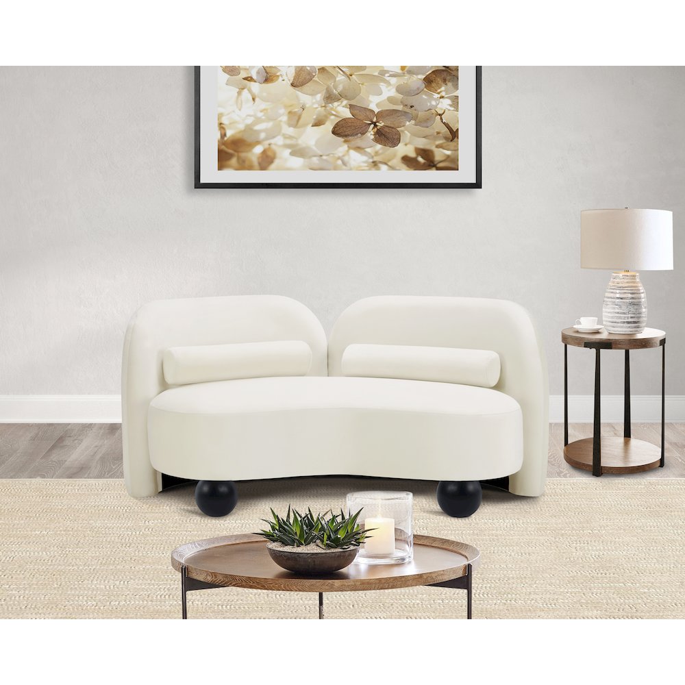 Daphne Cream Velvet Loveseat. Picture 3