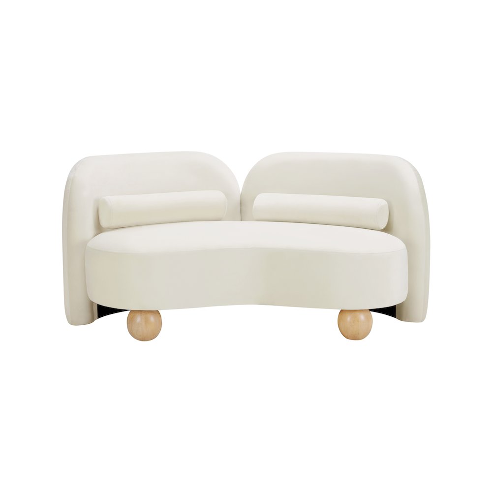 Daphne Cream Velvet Loveseat. Picture 4