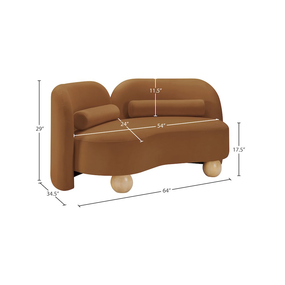 Daphne Saddle Velvet Loveseat. Picture 16
