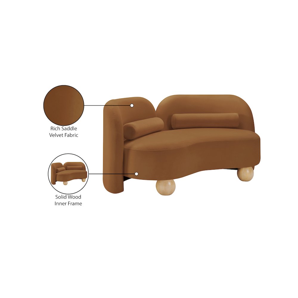 Daphne Saddle Velvet Loveseat. Picture 17