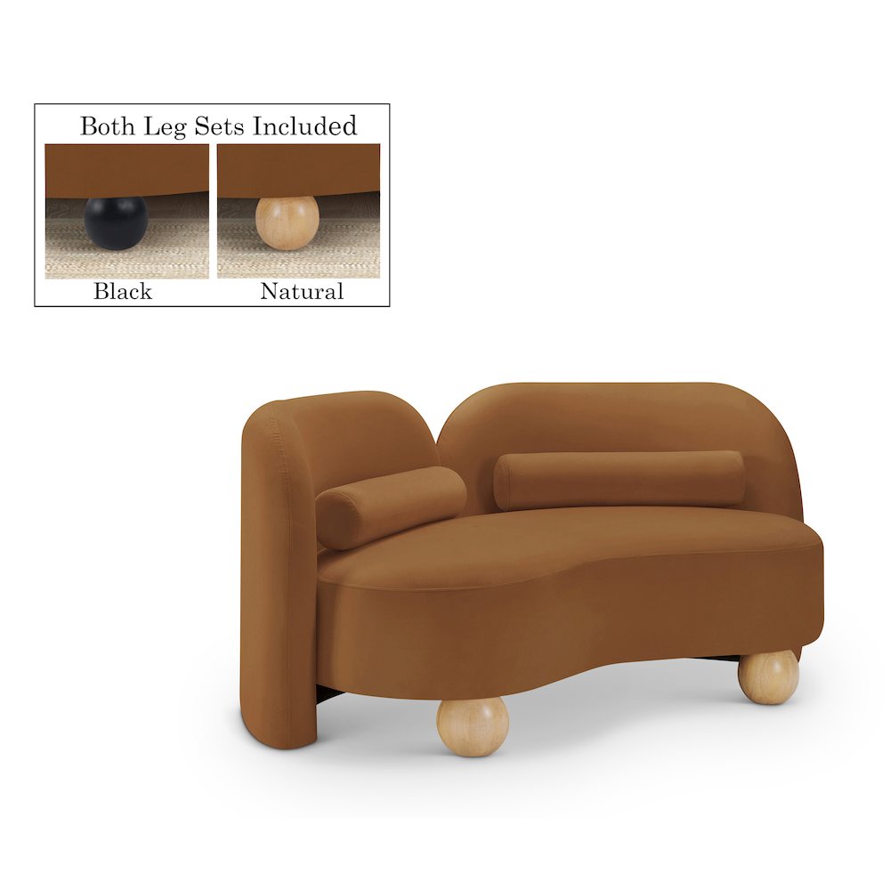 Daphne Saddle Velvet Loveseat. Picture 1