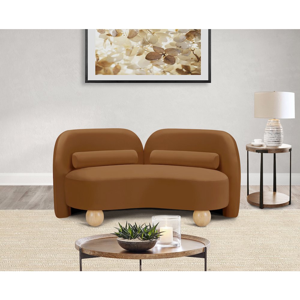 Daphne Saddle Velvet Loveseat. Picture 2