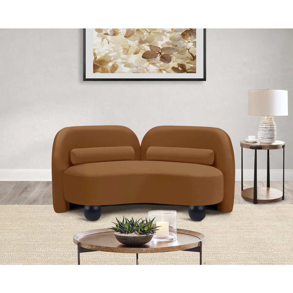 Daphne Saddle Velvet Loveseat. Picture 3