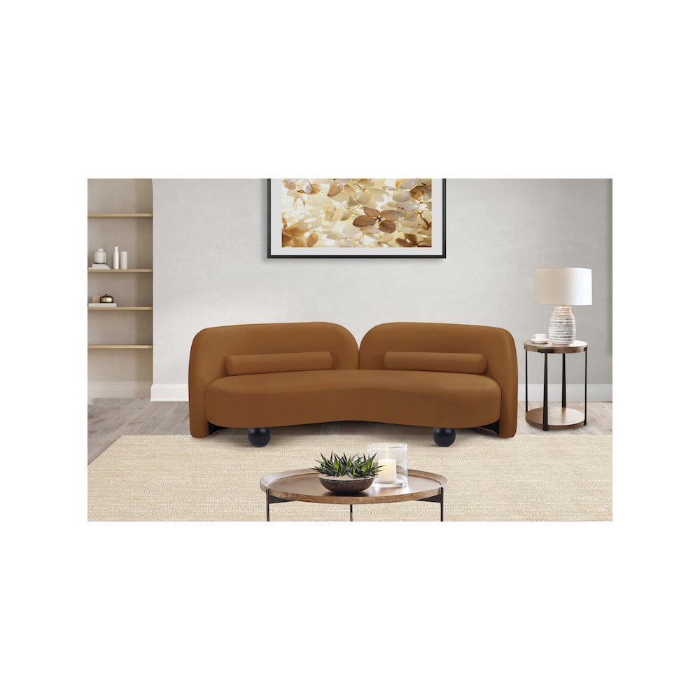 Daphne Saddle Velvet Sofa. Picture 3