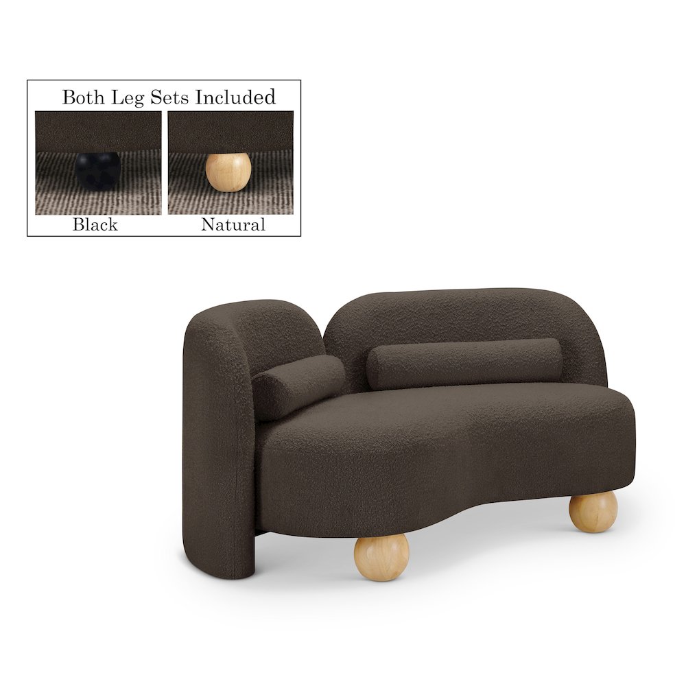 Daphne Brown Boucle Fabric Loveseat. Picture 1