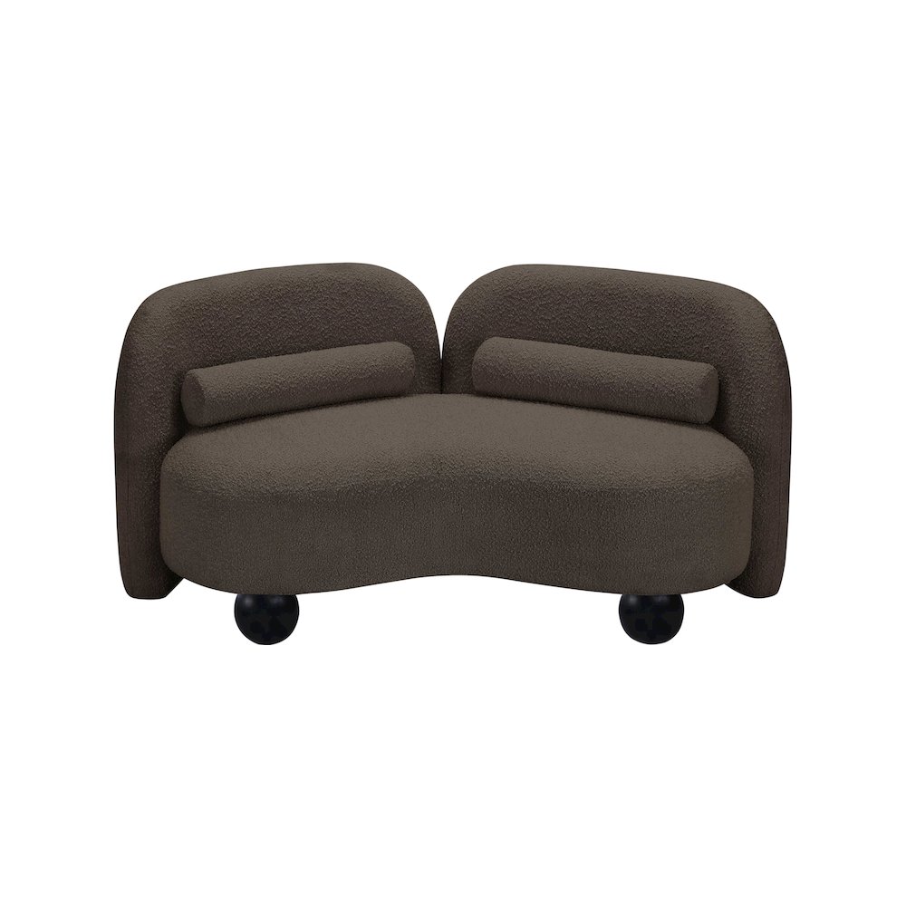 Daphne Brown Boucle Fabric Loveseat. Picture 8