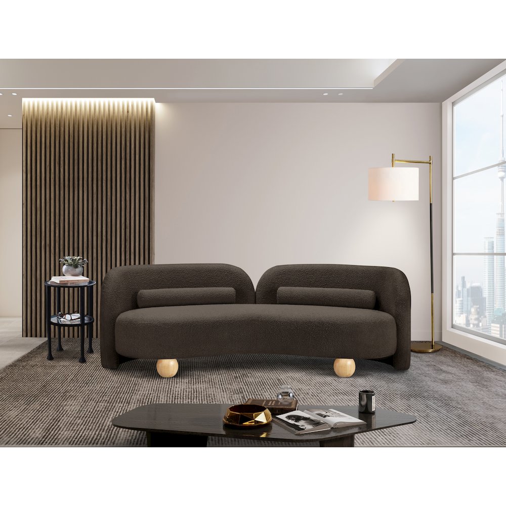 Daphne Brown Boucle Fabric Sofa. Picture 2