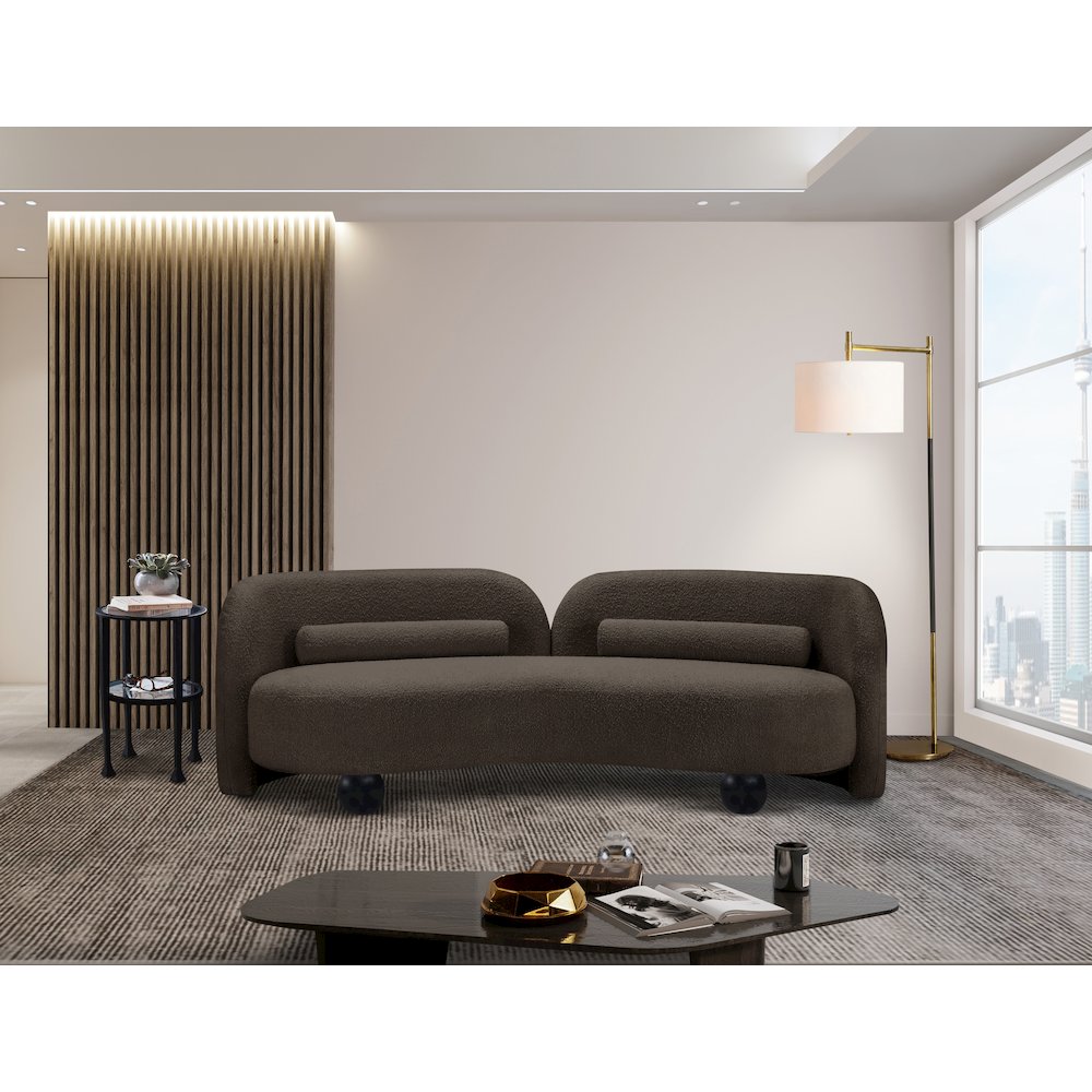 Daphne Brown Boucle Fabric Sofa. Picture 3