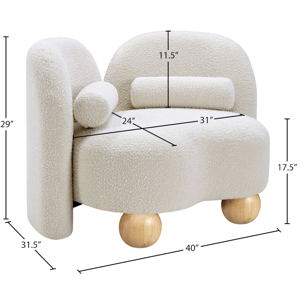 Daphne Cream Boucle Fabric Chair. Picture 16
