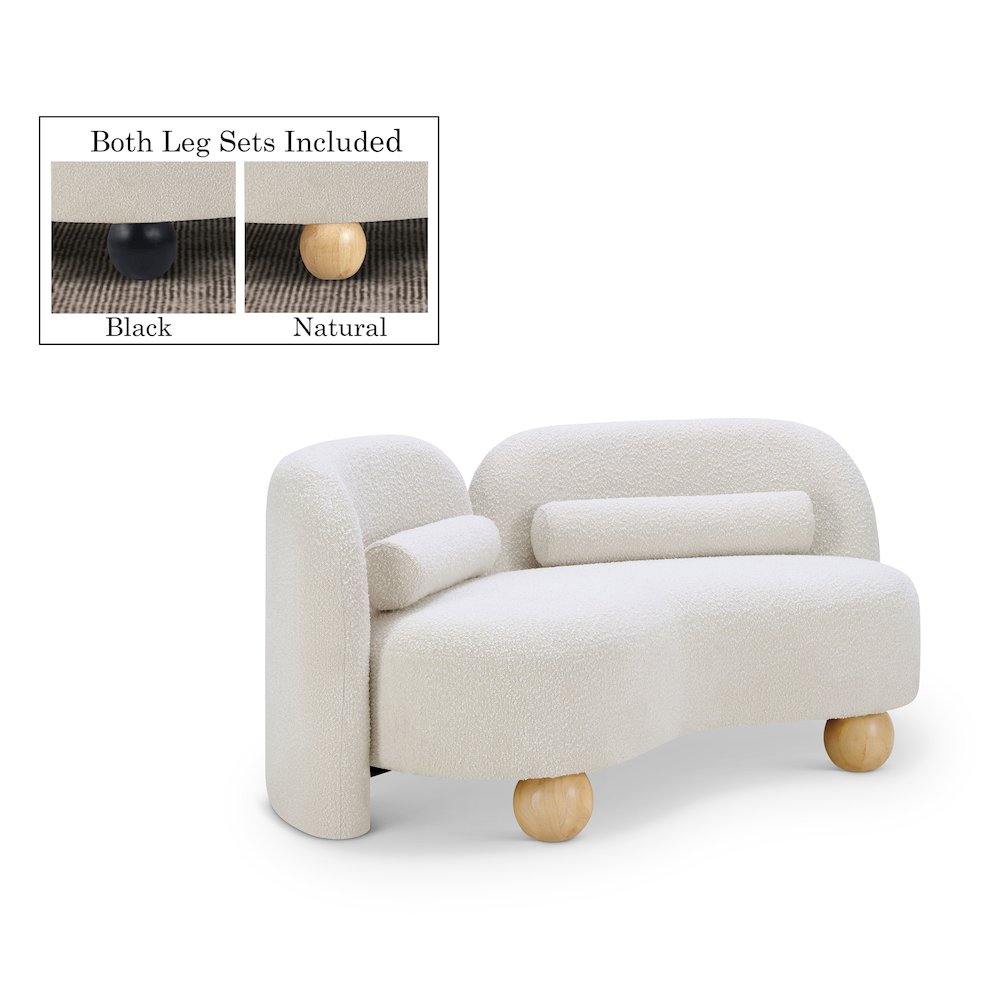 Daphne Cream Boucle Fabric Loveseat. Picture 1