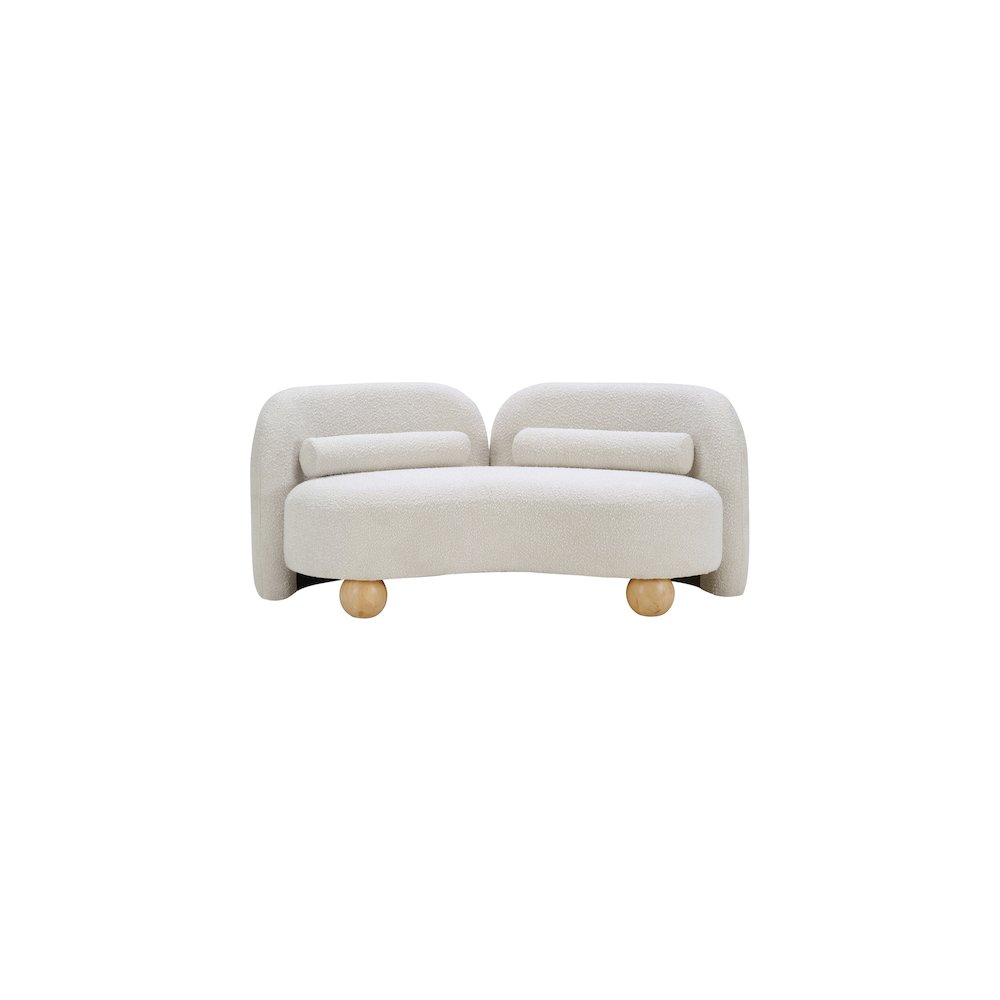 Daphne Cream Boucle Fabric Loveseat. Picture 4