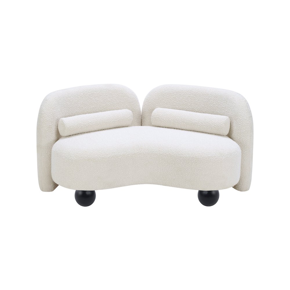 Daphne Cream Boucle Fabric Loveseat. Picture 8
