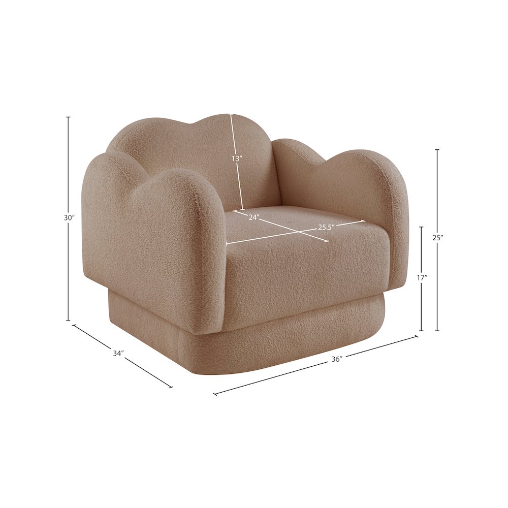 Bloom Beige Teddy Fabric Chair. Picture 12