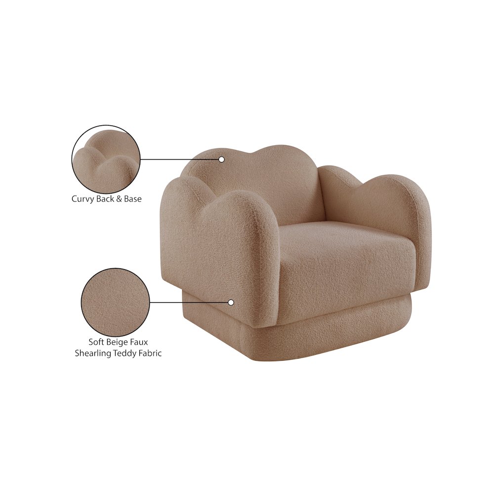 Bloom Beige Teddy Fabric Chair. Picture 13