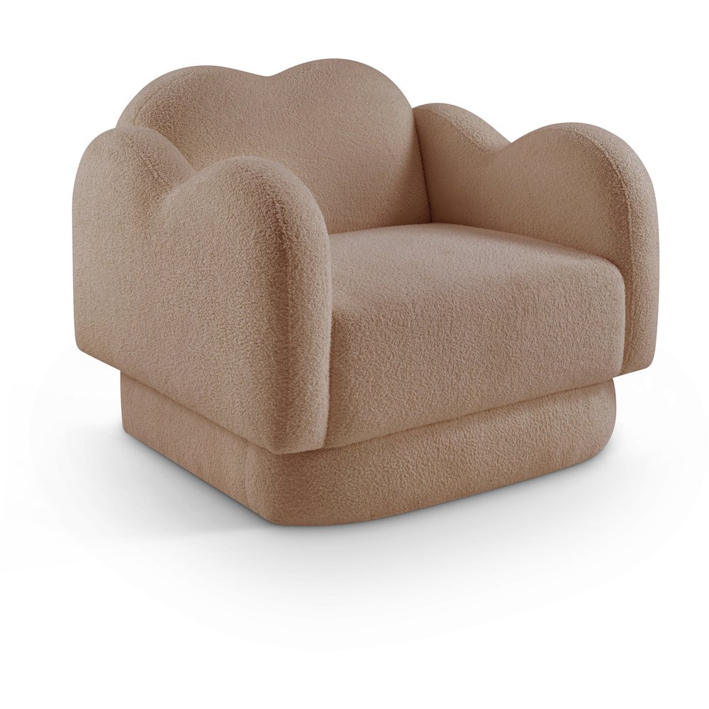 Bloom Beige Teddy Fabric Chair. Picture 1